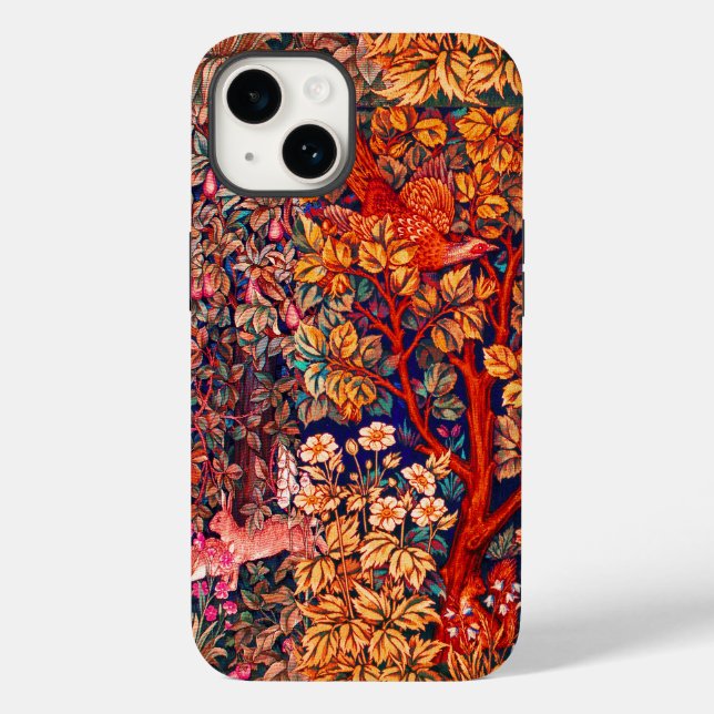 AUTUMN FOREST ANIMALS Hares,Pheasant,Red Floral Case-Mate iPhone Case (Back)