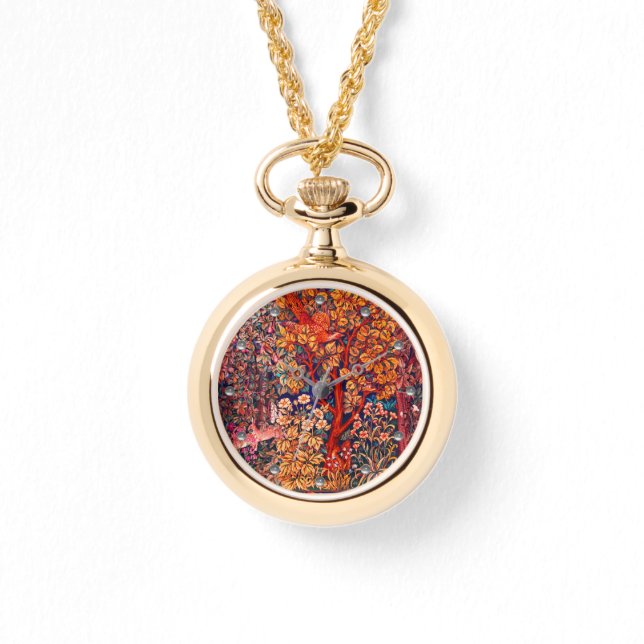 AUTUMN FOREST ANIMALS Hares,Pheasant,Red Floral  Watch (Front)