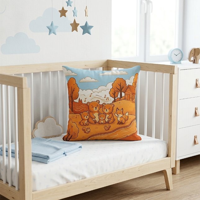 Autumn Forest Animals Throw Pillow (Creator Uploaded)