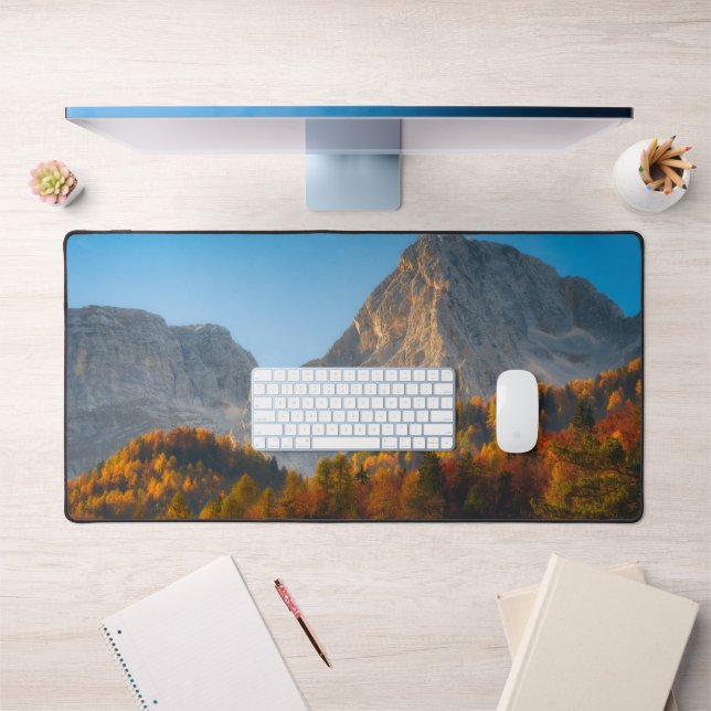 Autumn forest below mountains desk mat (Office 1)