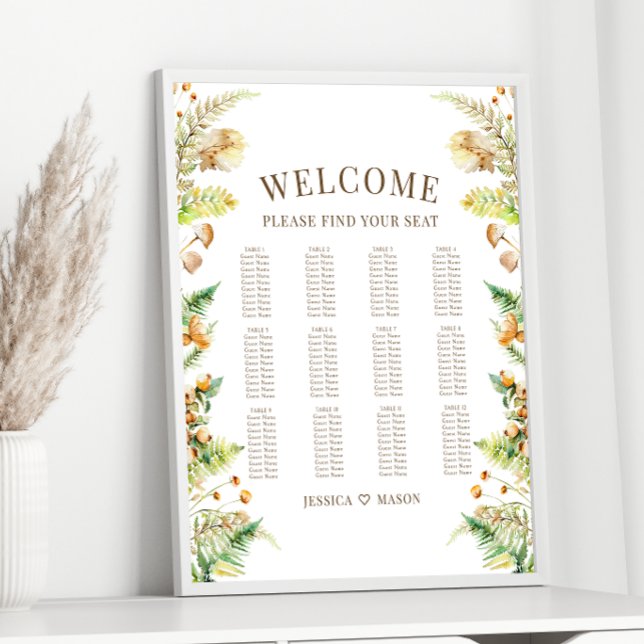 Autumn Forest Branches Boho Wedding Seating Chart (Creator Uploaded)