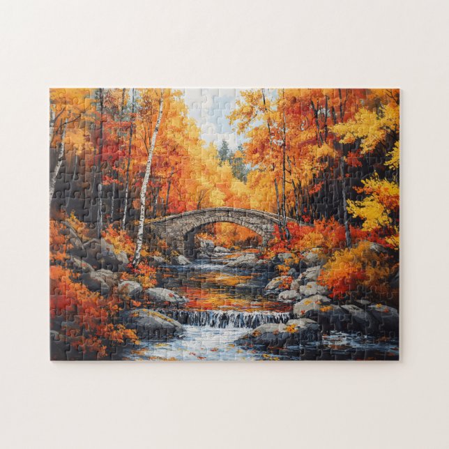 Autumn Forest Bridge Jigsaw Puzzle (Horizontal)