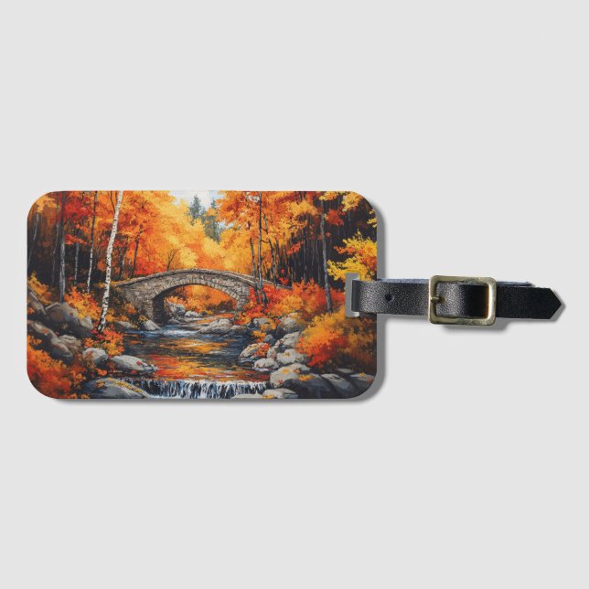 Autumn Forest Bridge Luggage Tag (Front Horizontal)