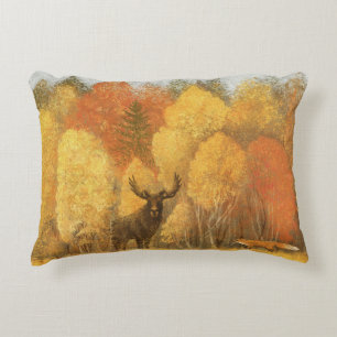 Autumn forest, digital deer and fox. accent pillow