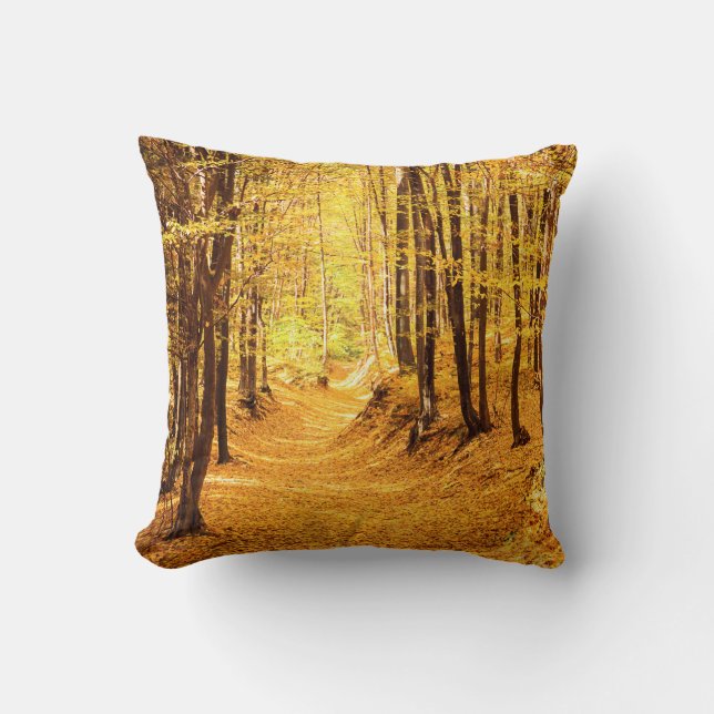 Autumn forest landscape throw pillow (Front)