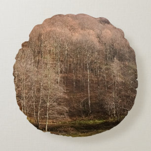Autumn Forest Landscape - Wild Nature Romania Round Pillow