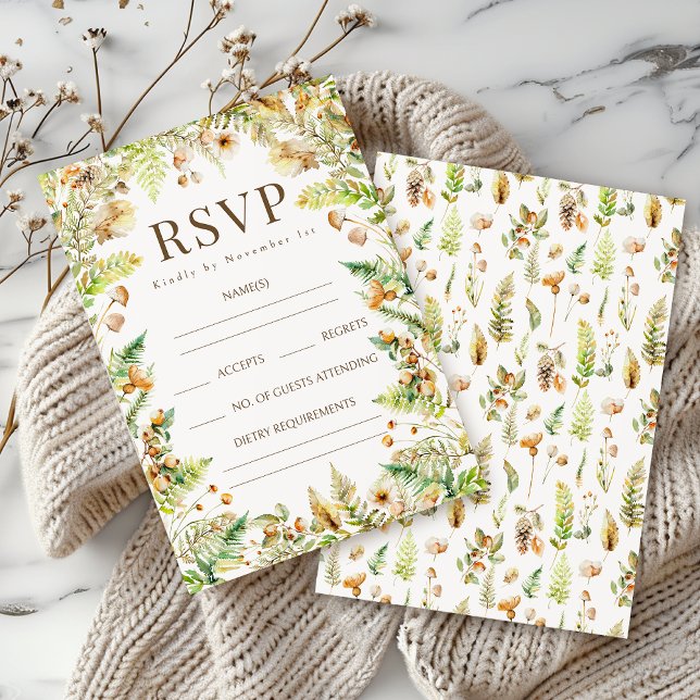 Autumn Forest Leaves Fall Wedding RSVP Cards (Creator Uploaded)