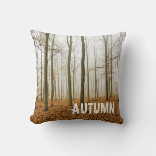 Autumn Forest Mist and Fog Fall Season gift Throw Pillow