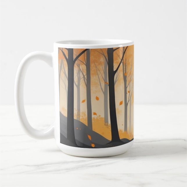 Autumn Forest Mug – Cozy Fall Coffee Cup with Wood (Left)