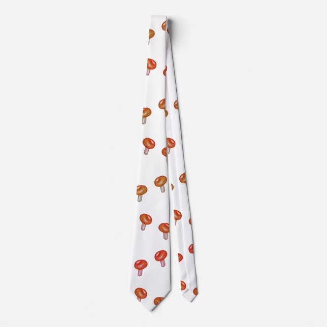 Autumn, Forest Mushrooms Drawing Pattern Tie (Front)