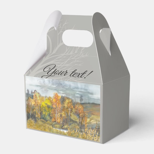 Autumn forest orange gold favor box (Front Side)