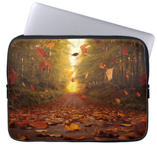 Autumn Forest Path Falling Leaves Laptop Sleeve