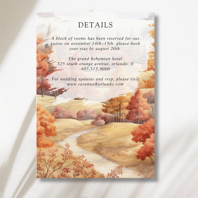 Autumn Forest Path Leaves Fall Wedding Details Enclosure Card (Creator Uploaded)