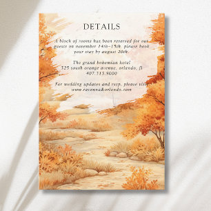 Autumn Forest Path Leaves Fall Wedding Details Enclosure Card