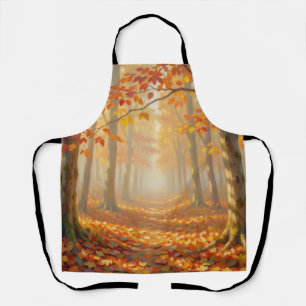 Autumn Forest Path Painterly Landscape Art Apron