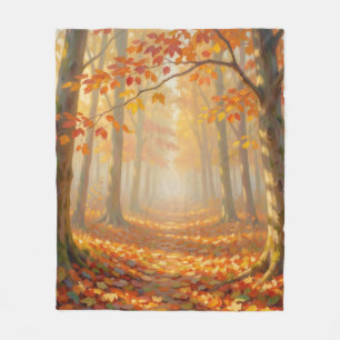 Autumn Forest Path Painterly Landscape Art Fleece Blanket