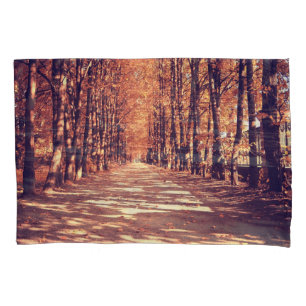 Autumn Forest Path: Tranquil Landscape Journey Pillowcase