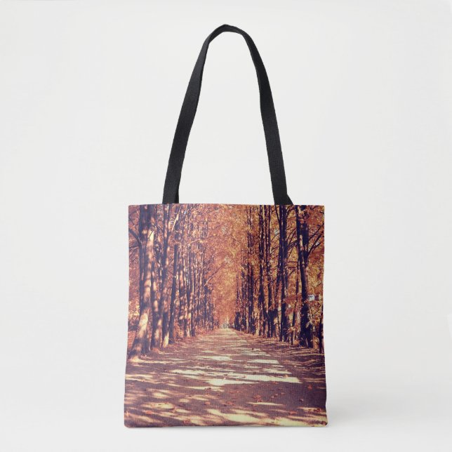 Autumn Forest Path: Tranquil Landscape Journey Tote Bag (Front)