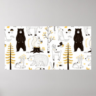 autumn forest pattern poster