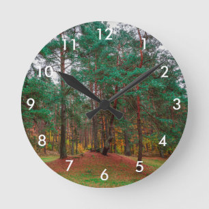 Autumn forest round clock