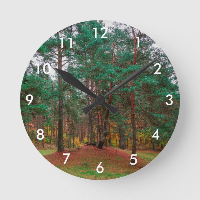 Autumn forest round clock (Front)