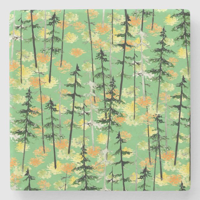Autumn Forest: Seamless Natural Beauty Stone Coaster (Front)