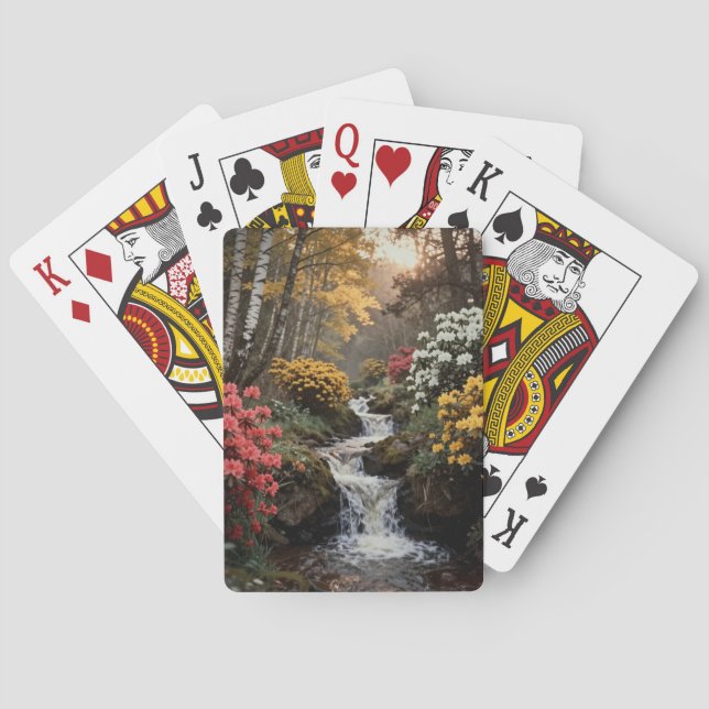  Autumn Forest Stream Landscape Playing Cards (Back)