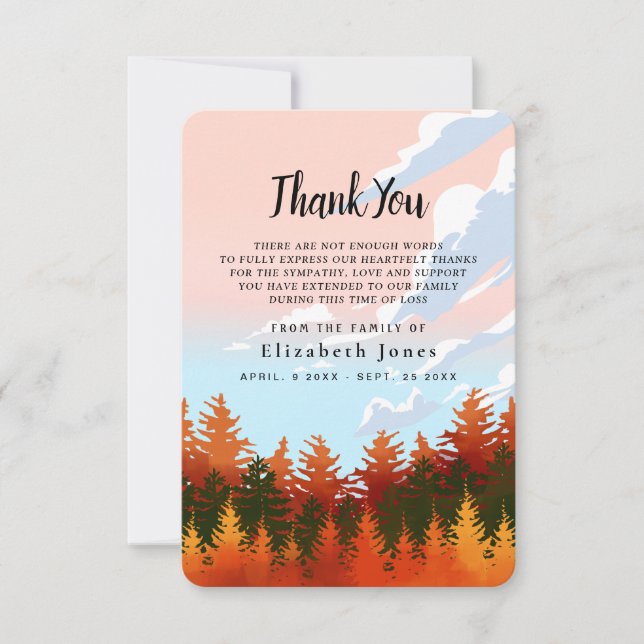Autumn Forest Sympathy Thank You Card (Front)