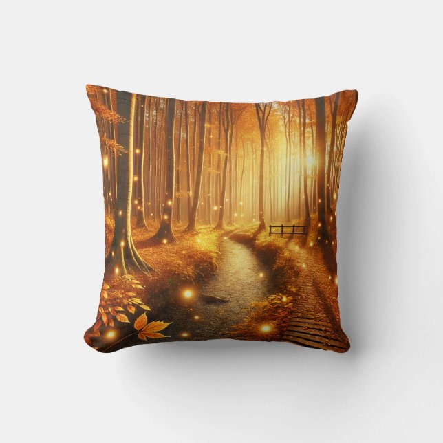 Autumn Forest Throw Pillow (Front)