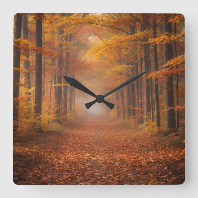 Autumn Forest Wall Clock – Cozy Nature Design (Front)