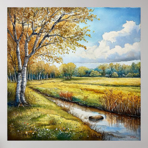 🎨 Autumn Forest Watercolor Decor Gift For Home 🍁