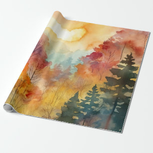 Autumn Forest Watercolor Glow Wrapping Paper