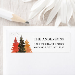Autumn Forest Watercolor Trees Return Address  Lab