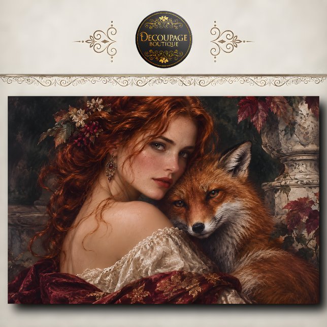 Autumn Fox and Maiden Decoupage Tissue Paper (Autumn Fox and Maiden Decoupage Tissue Paper)