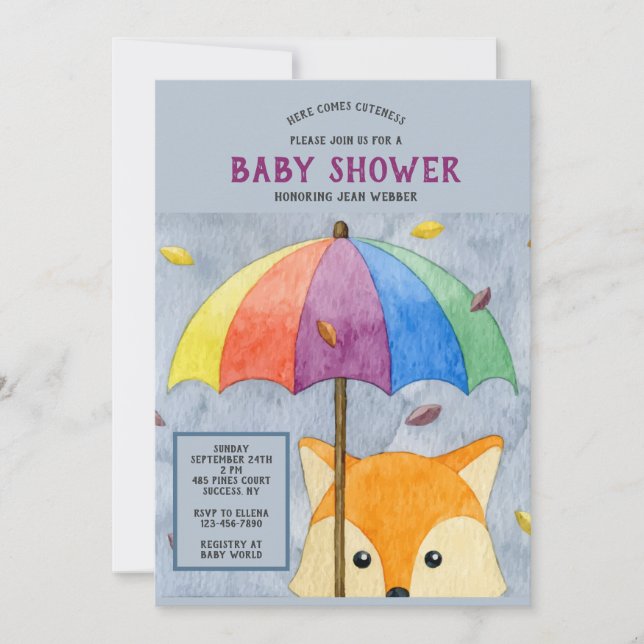 Autumn Fox Baby Shower Invitation (Front)