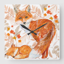 Autumn Fox Clock