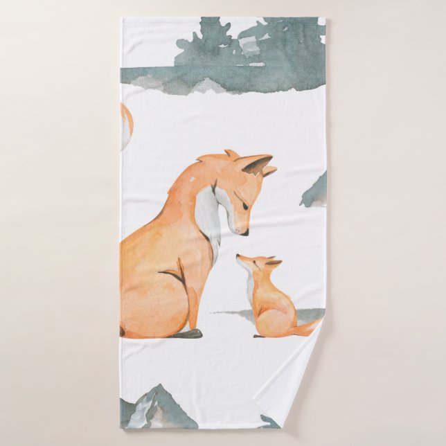 Autumn fox. Hand painted watercolor seamless patte Bath Towel (Bath Towel)