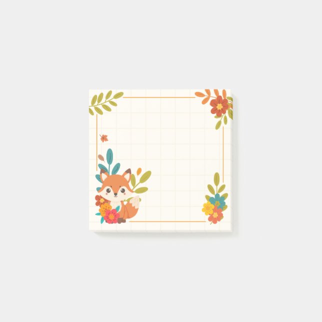 Autumn Fox Leaves And Flowers Post-it Notes (Front)