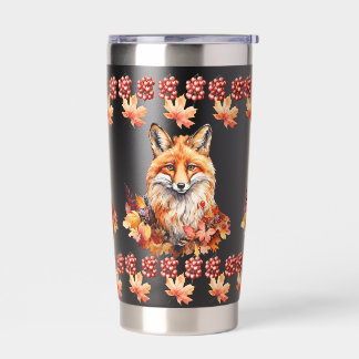 Autumn Fox with Fall Leaves - Seasonal Wildlife Co Insulated Tumbler