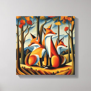 Autumn Foxes Canvas Print
