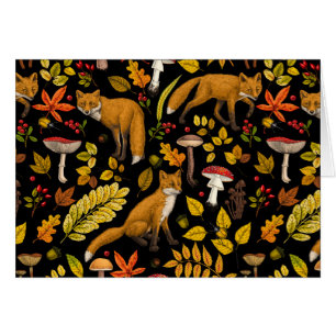 Autumn foxes on black