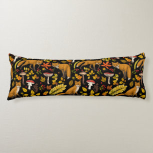 Autumn foxes on black body pillow