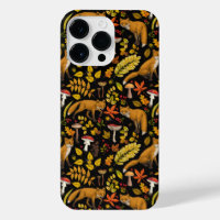 Autumn foxes on black