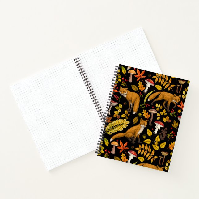 Autumn foxes on black notebook (Inside)