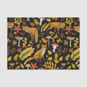 Autumn foxes on black tissue paper