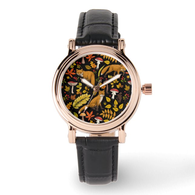 Autumn foxes on black watch (Front)
