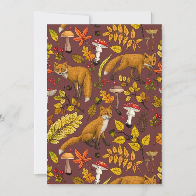 Autumn foxes on chocolate brown (Front)