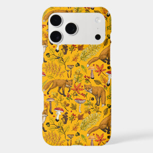 Autumn foxes on orange