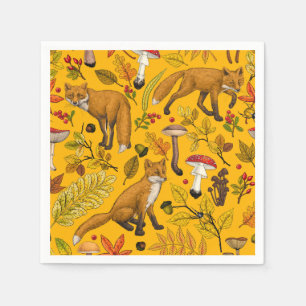 Autumn foxes on orange napkin