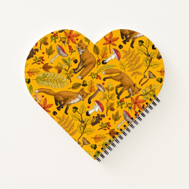 Autumn foxes on orange notebook (Back)